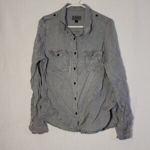 647. Universal Thread Long Sleeve Button Up Shirt Gray Sz L